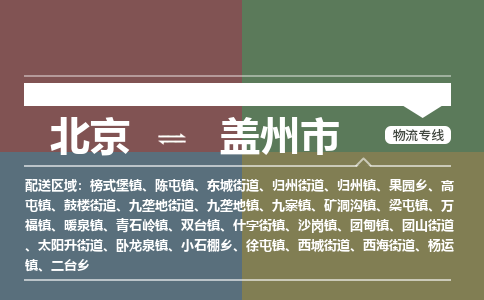 北京到盖州市物流公司专业的北京到盖州市物流专线