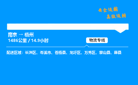 南京到梧州整车物流专线，南京到梧州零担物流公司-准时物流，从不迟到