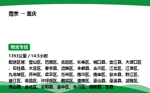 南京到重庆物流专线-南京到重庆物流公司-诚信物流，运输无忧