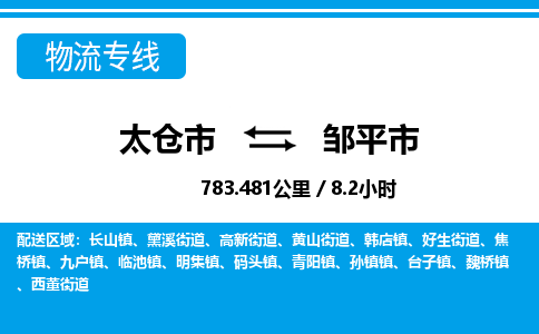 专线直达-​太仓市到邹平市物流公司